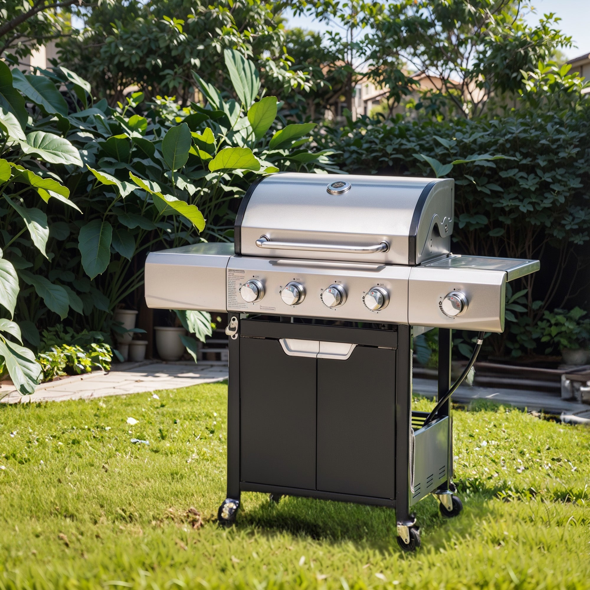 4 Burner Gas Grill Stainless Steel Propane 51,000 BTU