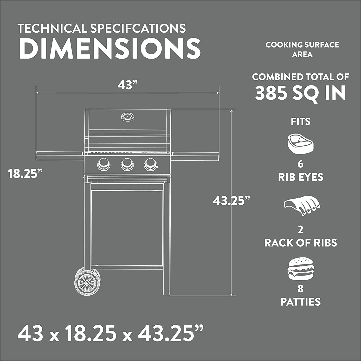 3 Burner Stainless Steel Propane Gas Grill With Cabinet