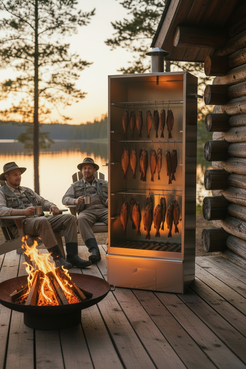 BBQ Oven Smoker with Wood Chips 17.5"x11.4"x43.3" Galvanized Steel