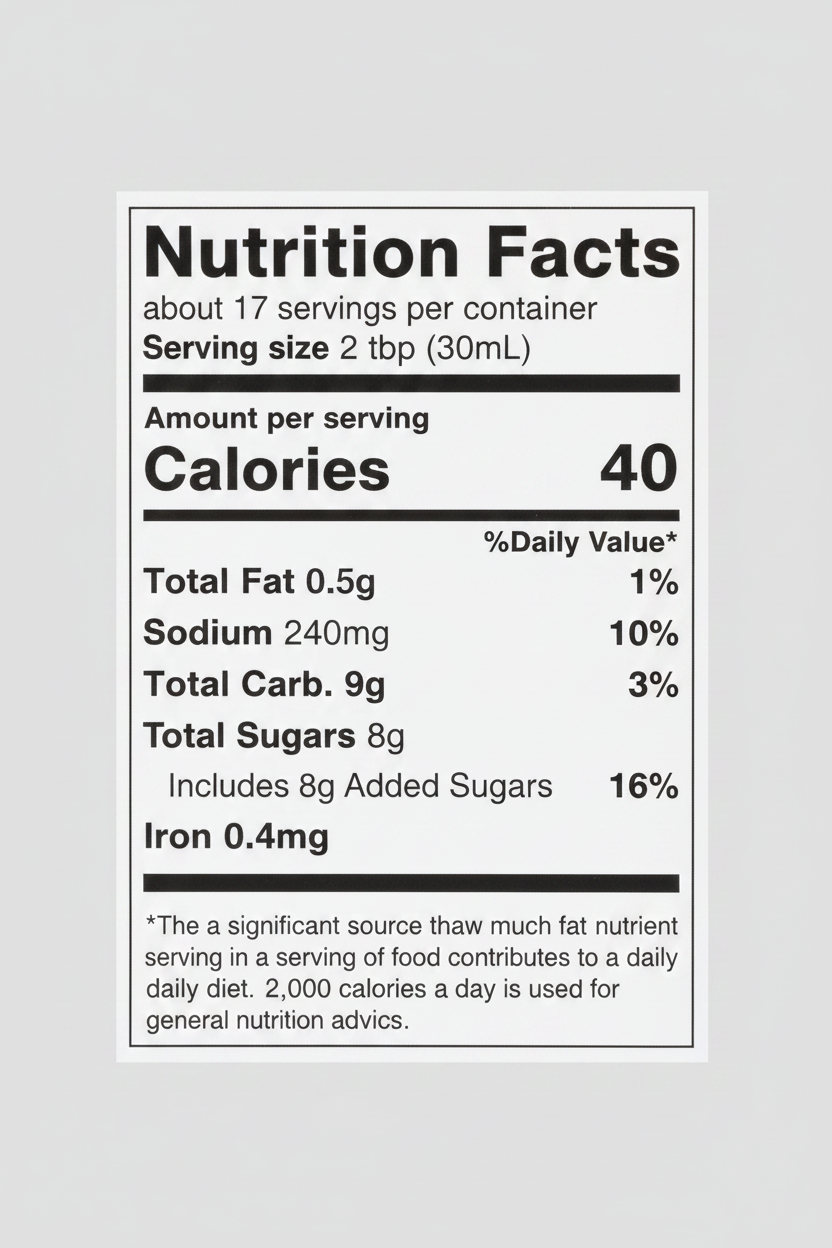 Nate's BBQ - Nutrition Facts Clean