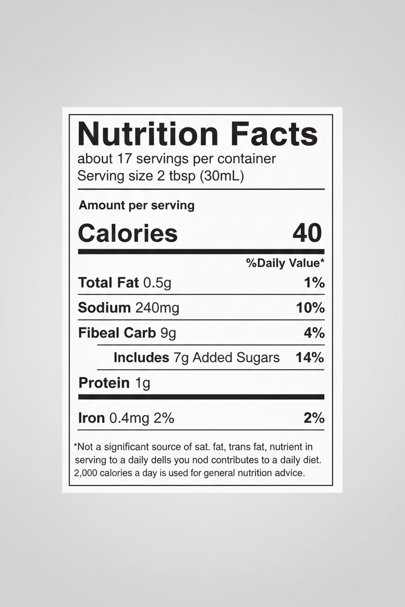 Nate's Spicy BBQ - Nutrition Facts Clean