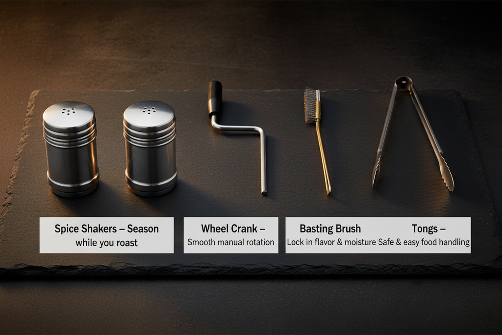 Rotisserie Accessories – All 5 Items Labeled