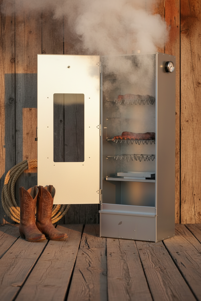 BBQ Oven Smoker with Wood Chips 17.5"x11.4"x43.3" Galvanized Steel