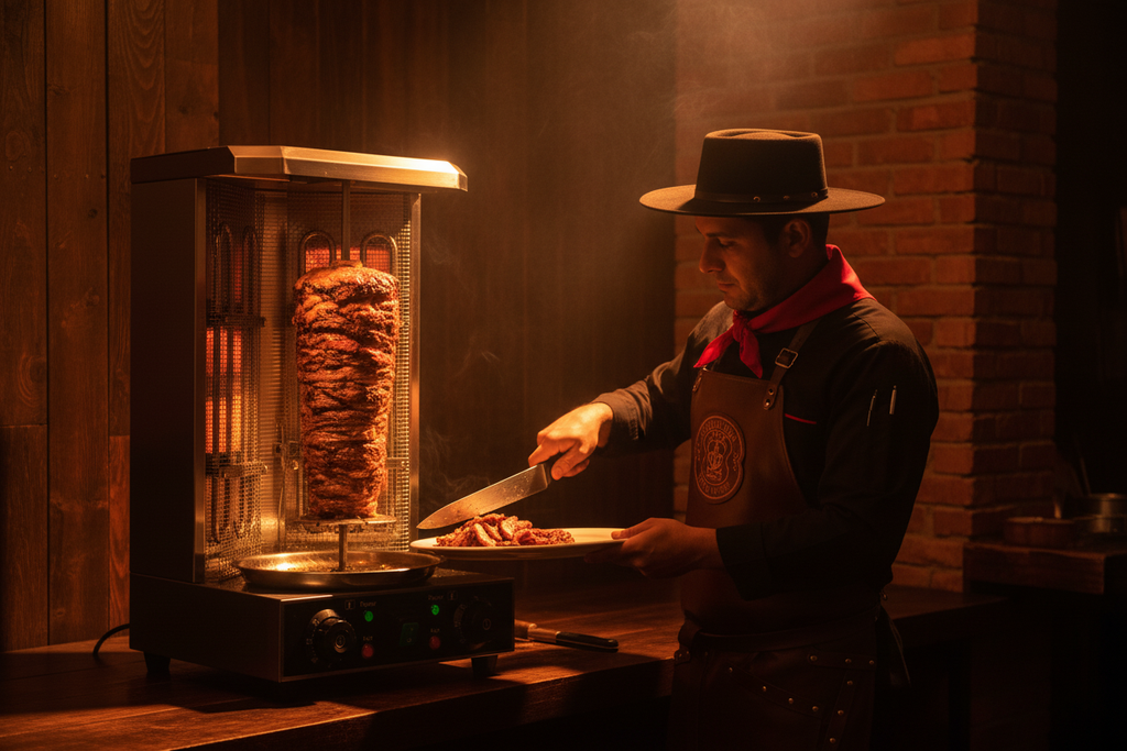 Shawarma Grill in Brazilian Steakhouse Setting