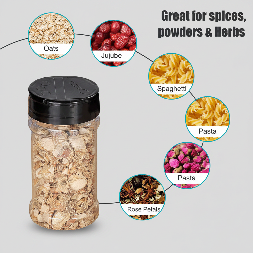 6, 9, 12, or 15 Clear Plastic Spice Jars with Shaker Lids for rubs/spice/seasoning