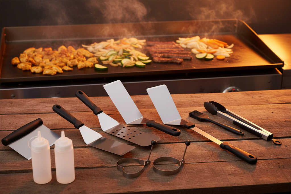 10 Piece Stainless Steel/Wood Barbecue Tool set for grilling/BBQ