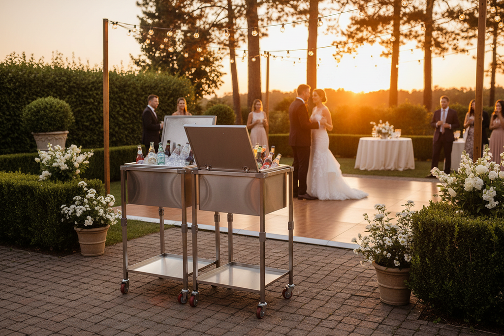 Stainless Steel Rolling Ice Chest Wedding Lifestyle