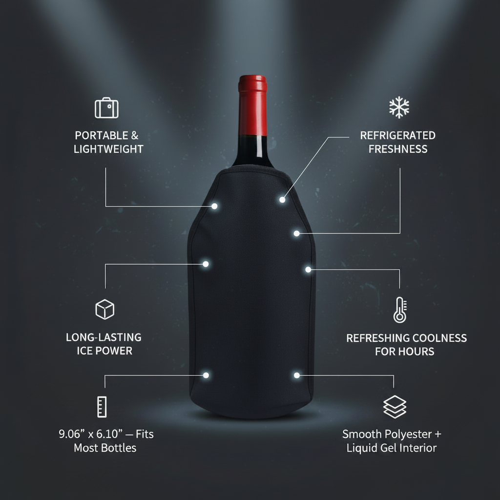 Wine Cooler Sleeve - Reusable-  Freestanding Bottle Chiller with liquid gel