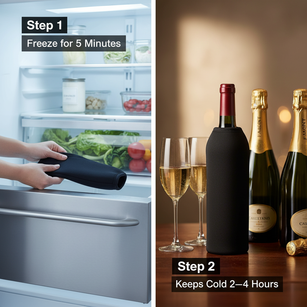 Wine Cooler Sleeve - Reusable-  Freestanding Bottle Chiller with liquid gel